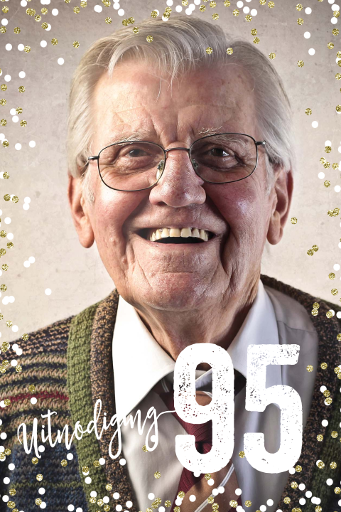 Uitnodiging verjaardag 95 jaar man of vrouw met foto enkele fotokaart