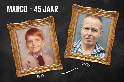 Verjaardagsuitnodiging eigen foto's van vroeger foto nu