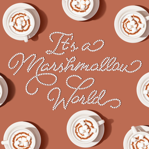 Grappige kaart zomaar koffie marshmallow world
