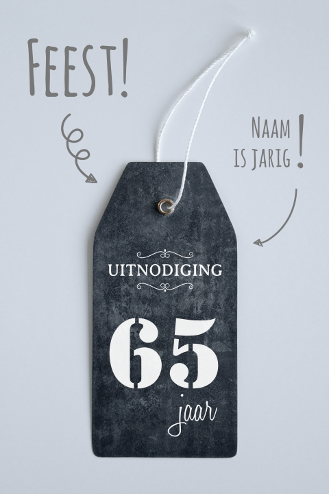 Verjaardag uitnodigingen krijtbord label 65 jaar