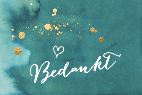 Bedankkaartje stijlvol goud zeegroen aquarel