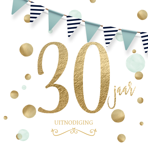 Mooie uitnodigingen verjaardag 30 jaar wit goud look