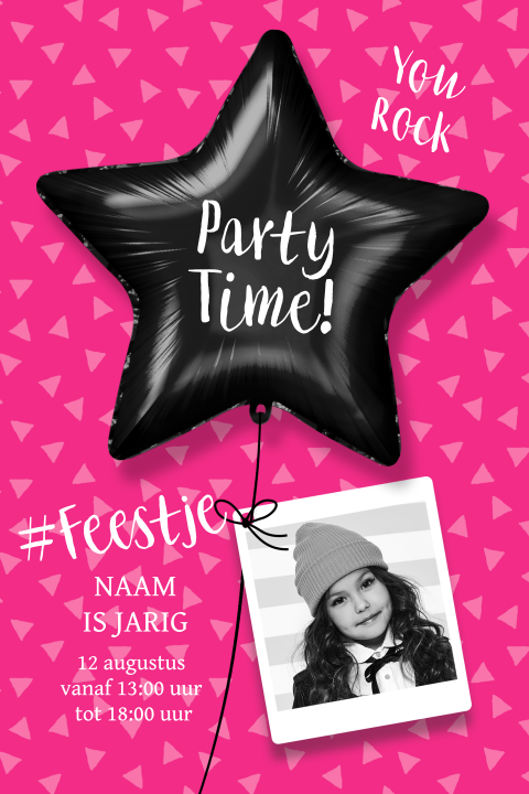 Hippe verjaardag uitnodiging party time meisjes