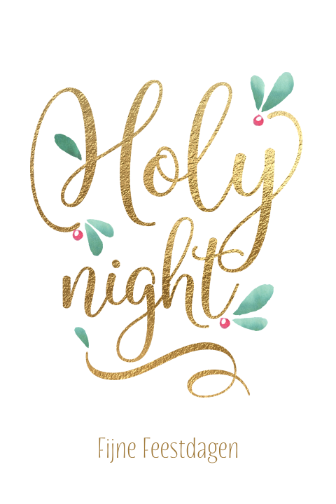 Kerstkaarten Holy Night wit goud