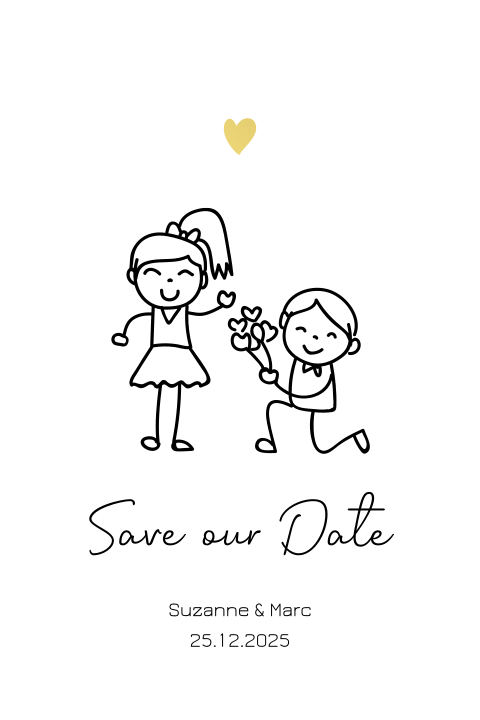 Save the date kaart goudfolie illustratie