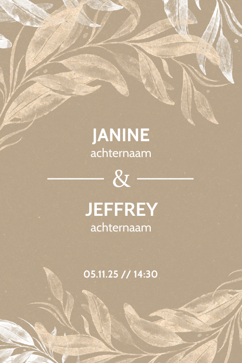 Trouwkaart waterverf botanisch retro kleuren