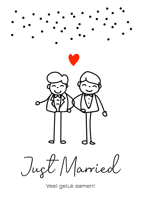 Felicitatiekaart gay huwelijk mannen hippe illustratie