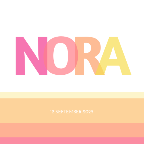 Vrolijk geboortekaartje typografie naam regenboog