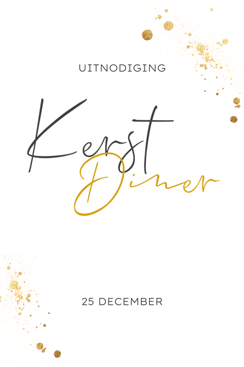 Uitnodiging kerstdiner of kerstbrunch chique wit goud