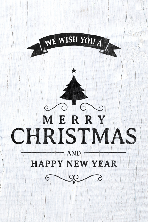 Basic zakelijke kerstkaart hout wit Merry Christmas