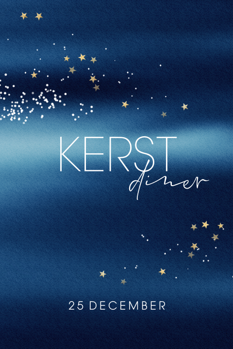 Kerst menukaart voor kerstdiner chique blauw