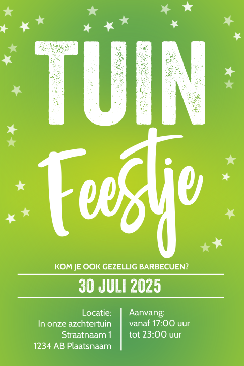 Tuinfeest uitnodiging lime groen