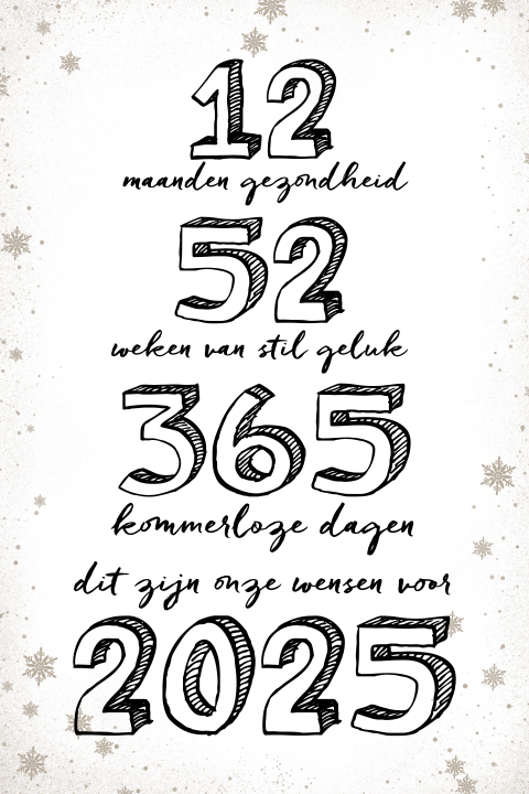 Originele nieuwjaarskaart met leuke typografie 2025 tekst