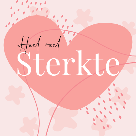 Sterkte kaart groot roze hart Boho stijl
