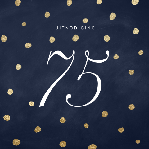Mooie uitnodigingen verjaardag 75 jaar donker blauw goud