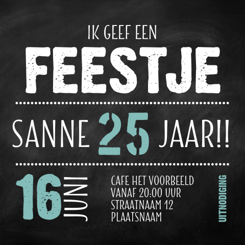 Uitnodiging feest schoolbord typografie