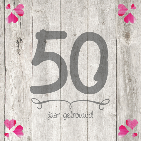 50 jaar jubileum uitnodigingskaarten hout hartjes