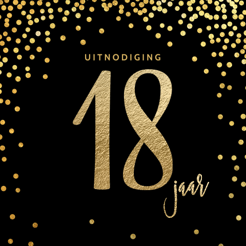 Elegante 18 jaar verjaardag uitnodiging zwart goud