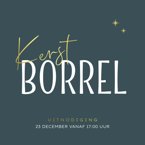 Uitnodiging kerstborrel stijlvol groen met goudfolie
