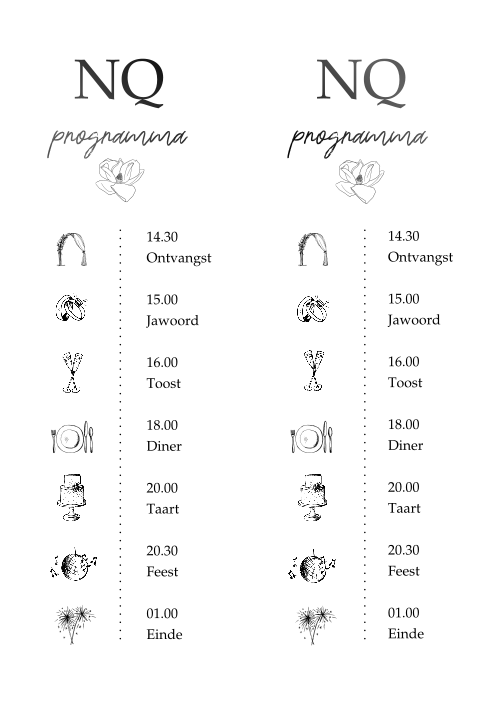 Programma strookjes getekende magnolia zwartfolie