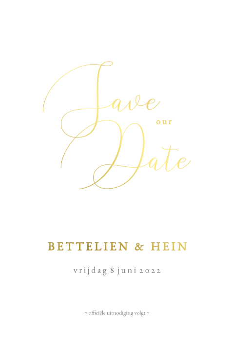 save the date chique-clean-minimalistisch-goudfolie