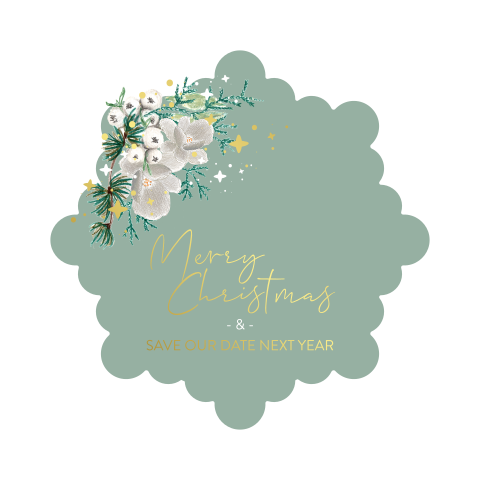 save the date kaart groen winter originele vorm sneeuw ster
