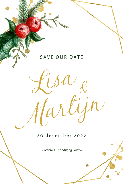 Save the Date kerst Hulst winter geometrisch
