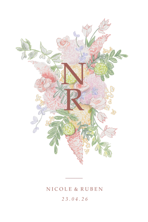 trouwkaart pastel bloemen trouwlogo