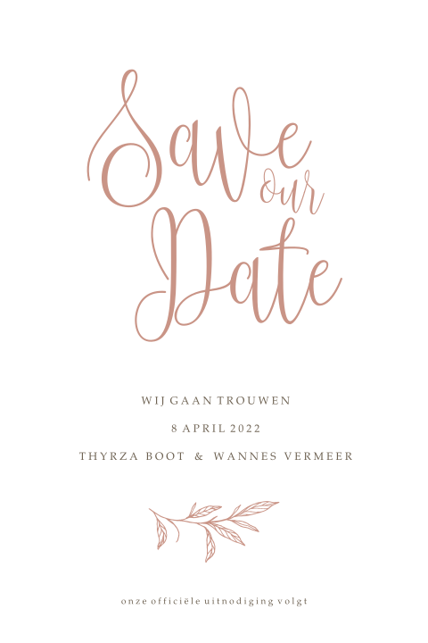 Save the Date klassiek takje Blush