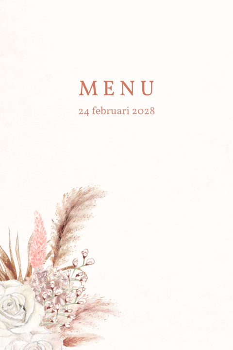 Menukaart palmgras droogbloemen