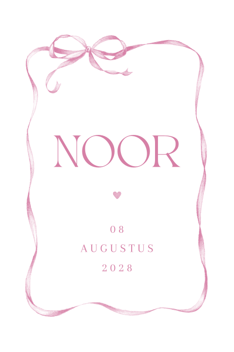 geboortekaartje meisje strik roze