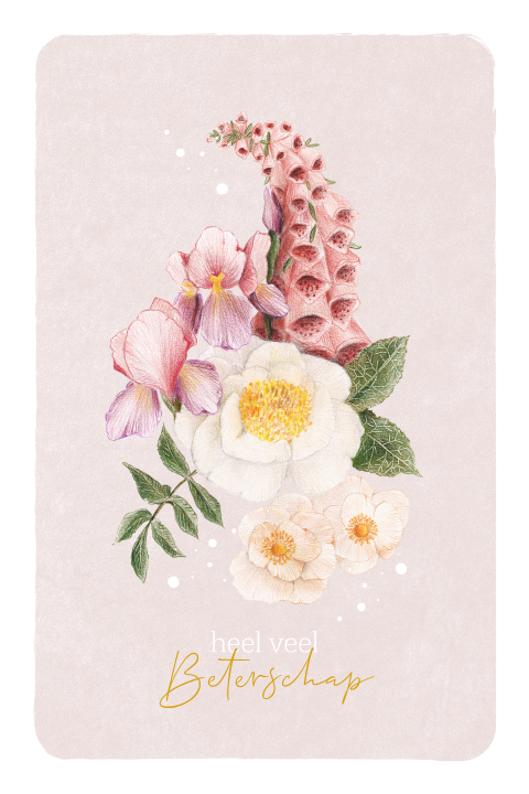 wenskaart maken beterschap bloemen - staand dubbel