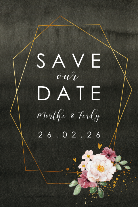 Save the Date Moody Geometrisch Flowers