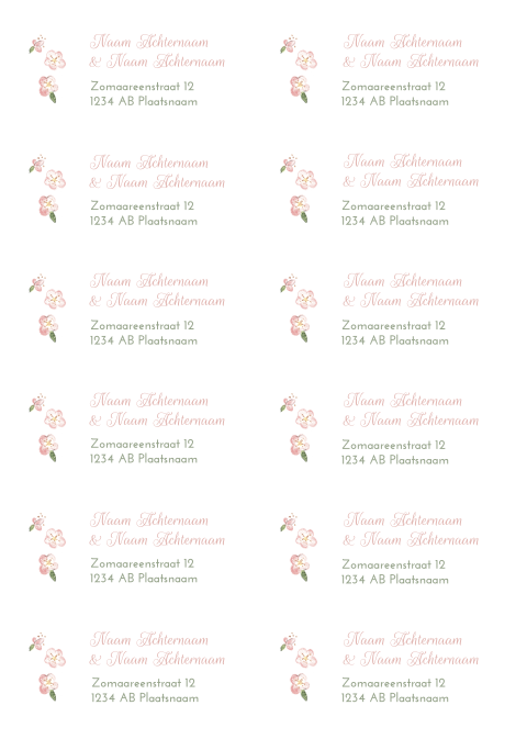 adressticker getekende kersenbloesem - 97x45mm 10 stuks op 1 vel