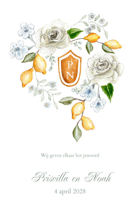 Trouwkaart citroen chique wapen