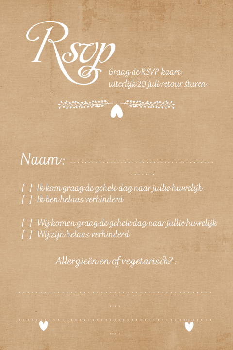 Typografie rsvp kaart met sfeervolle elementen