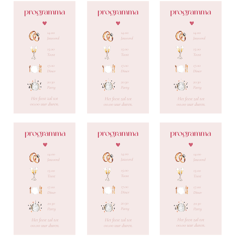 programma labeltjes bloemen rood blauw