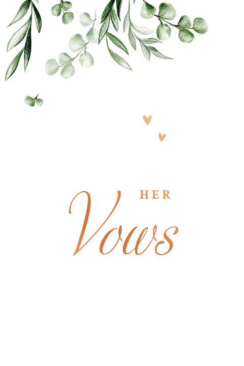 romantische gelofte kaart met blaadjes en koperfolie