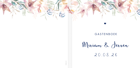 Gastenboek Romantische Waterverf bloemen vierkant