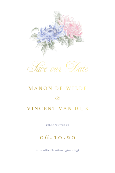 Save the date romantisch klassiek bloemen