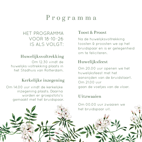 Chique programma met jasmijn takken