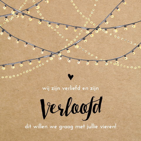 Verlovingskaart met slingers en lampjes