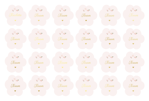 naamkaartjes getekende kersenbloesem 6cm - 24 stuks op 1 vel