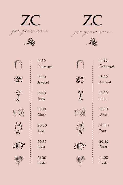 Programma strookje modern getekende bloemen eenvoud