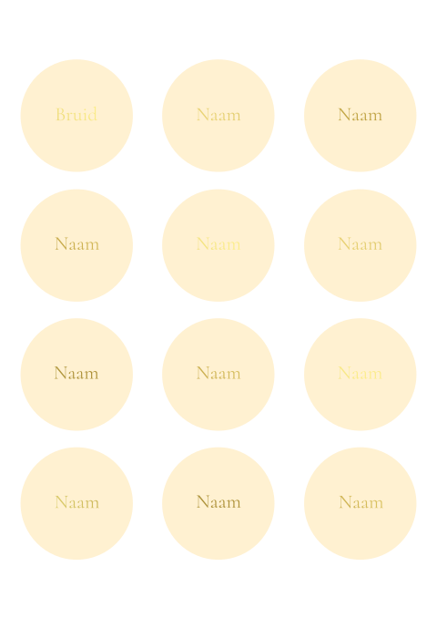 naamkaartje rond geel