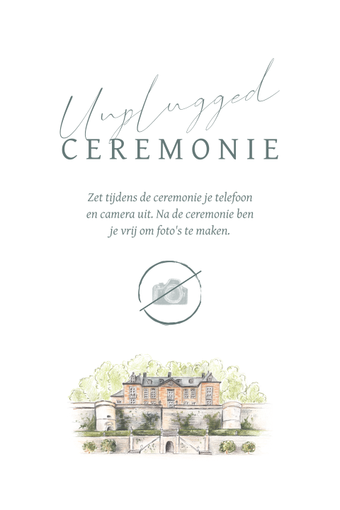 poster unplugged ceremonie trouwlocatie Chateau Neercanne