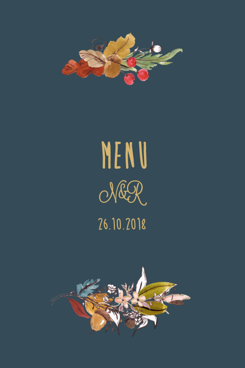 Waterverf menukaart Herfst krans chique