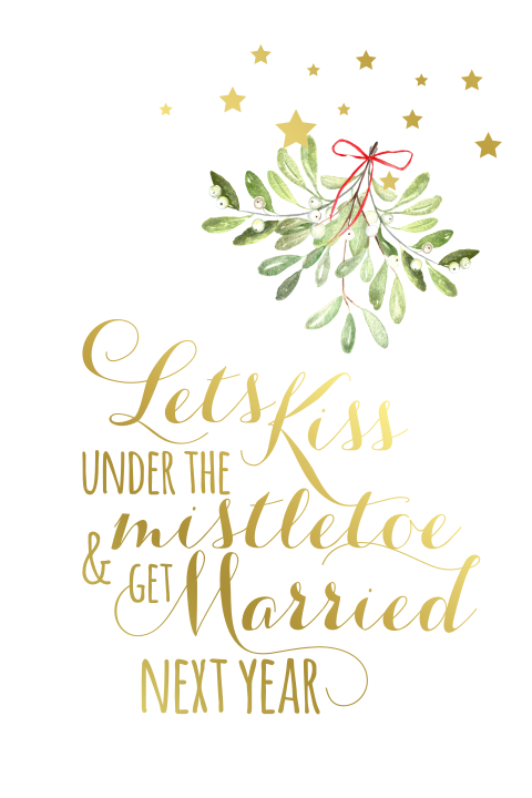 Kerst save the date met mistletoe en sterren