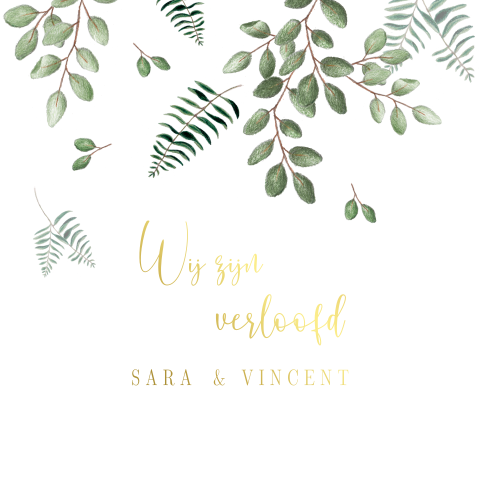 Verlovingskaart sweet leaves met goudfolie