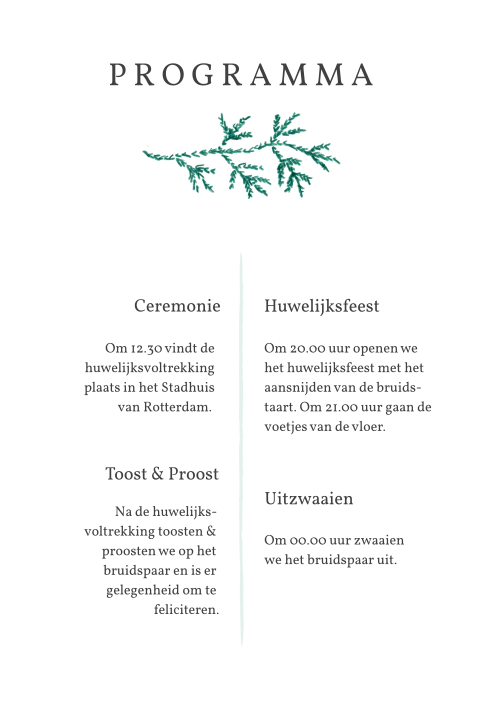 Programma kaartje winter krans